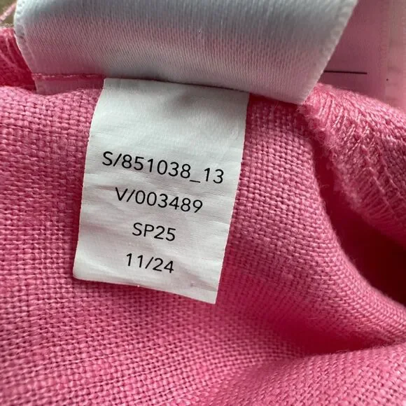 ATHLETA Retreat Linen High Rise Wide Leg Pants Women's L Pink Slit Draw String - Picture 4 of 16